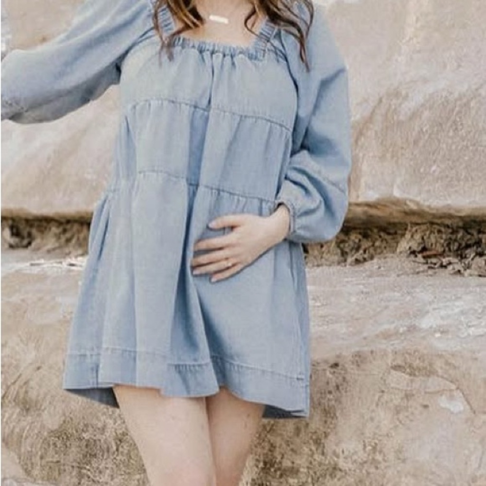 Free People Blue Long Sleeve mini Dress